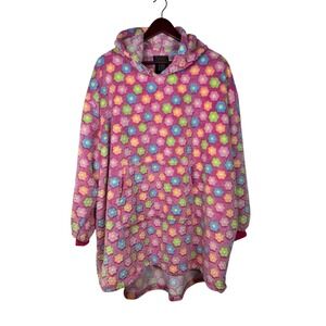 Throwzy by Marlo Lorenz Fleece Hooded Blanket Pink Flowers Juniors One Size